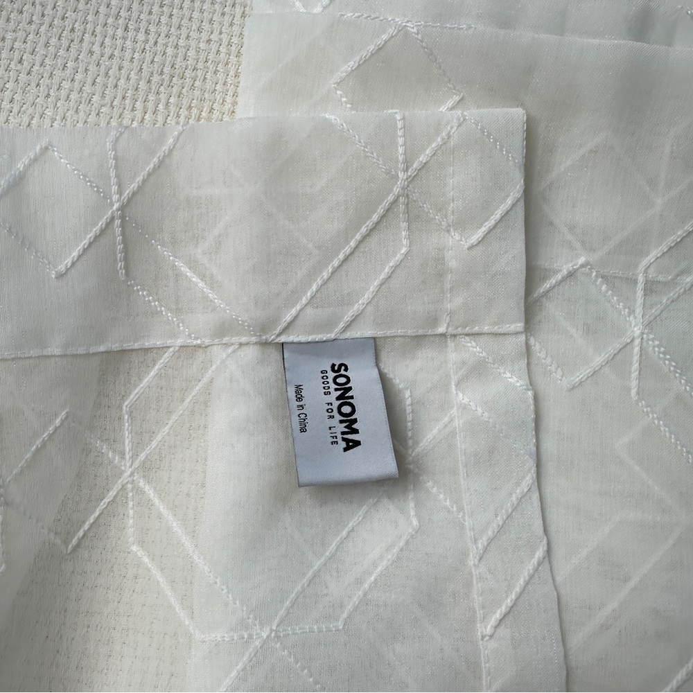Pair Panels Sheer Ivory Panels Curtains Crewel Embroidery 84” L Sonoma Kohl’s - Picture 9 of 11